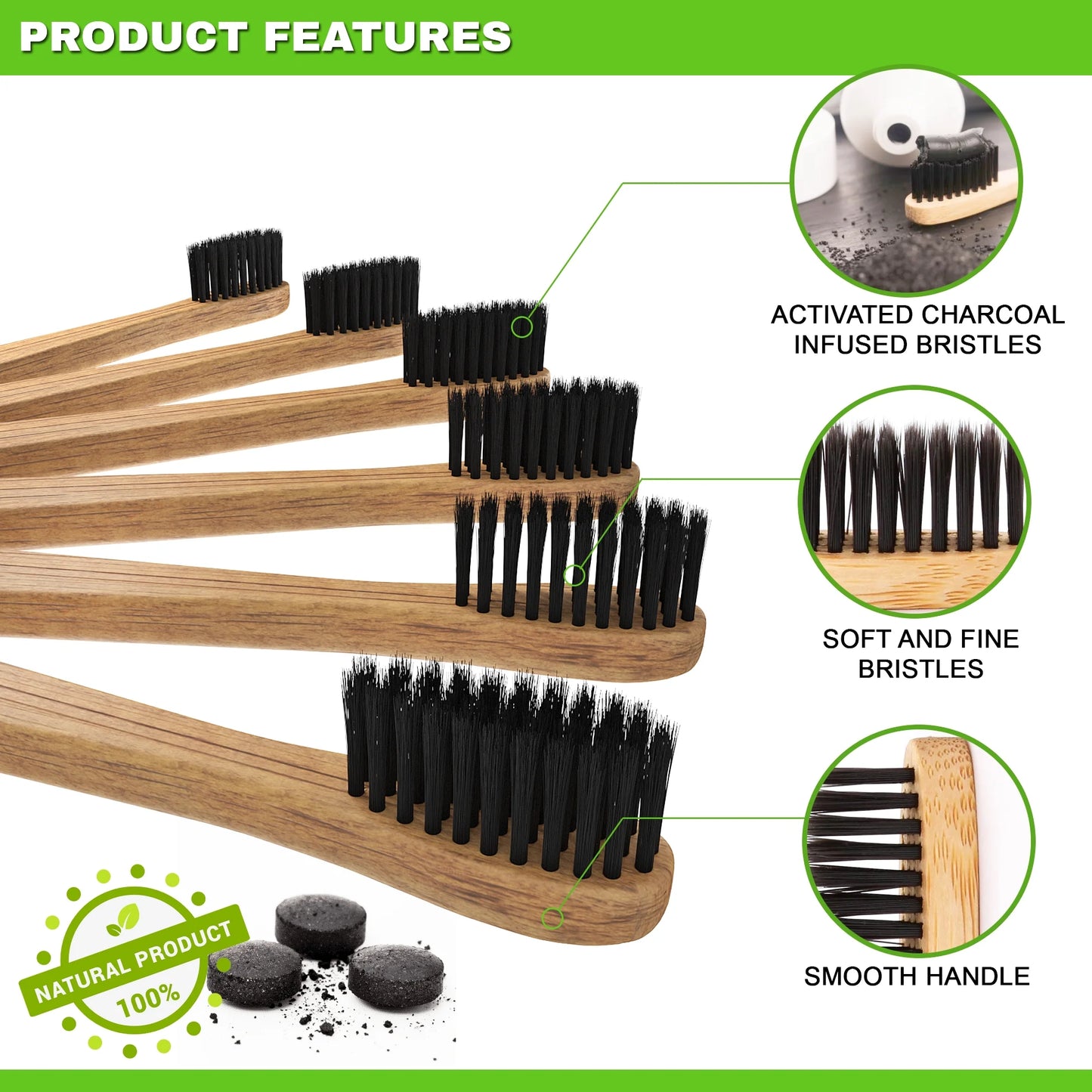Dental Expert Biodegradable Bamboo Toothbrushes, Is Wooden – Pack of 3