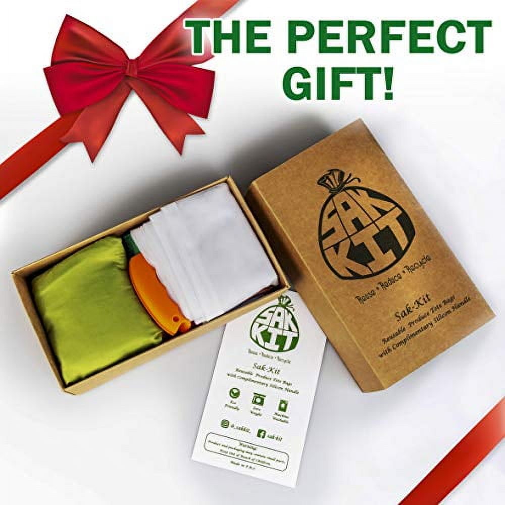 Eco-Friendly Reusable Mesh Grocery Bags 12 Piece Set with Silicone Handle