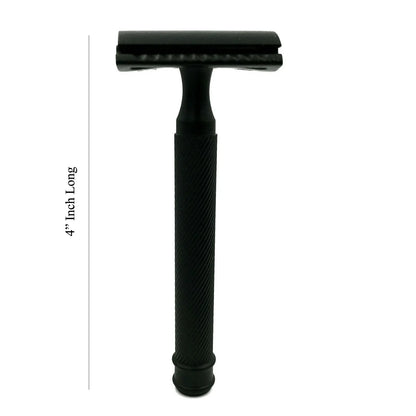 Long Handled Butterfly Open Safety Razor Black with 5 Blades