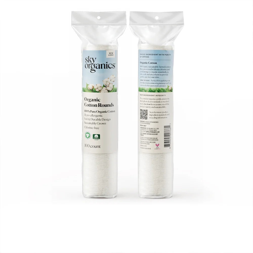 Sky Organics Biodegradable Cotton Rounds Cruelty-Free, 100 Count