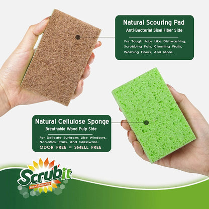 Scrub-It Natural Plant-Based Scrub Sponges Biodegradable, 24 Pack